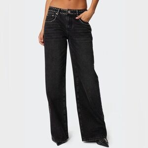 Edikted Studded Black Wide-Leg Women’s Jeans
